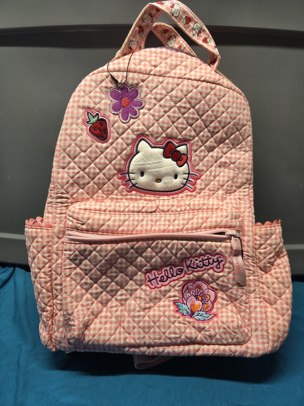 RARE Vera Bradley Hello Kitty Backpack Pink Plaid Cat Sanrio